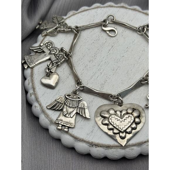 Rare Vintage Jeep Collins Solid Sterling Silver 7 Charms Bracelet 7 In / 42.11 G - Picture 3 of 9